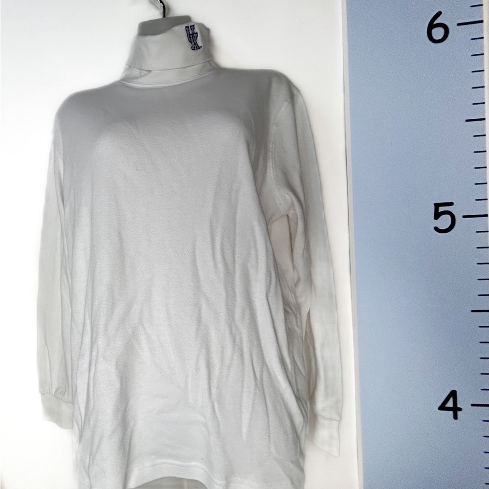 Jason Maxwell White Turtleneck "UK" Embroidery on Collar Women's XL‎